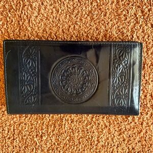 Vintage Embossed Blue Leather Clutch